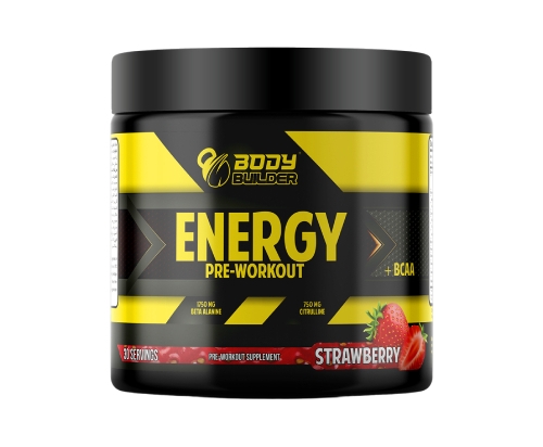 Body Builder Energy Pre workout Plus BCAA, Strawberry, 30 | Dr. Nutrition