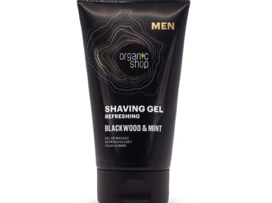 Organic shop shaving gel black wood and mint 150 ml  ( Organic) | Organic Shop