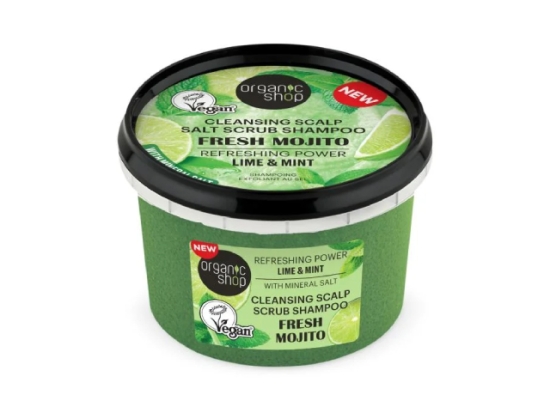 Organic Shop Salt Scrub Shampoo. Fresh Mojito. Refreshing Power. Lime & Mint, 250 ml ( Organic) | Organic Shop