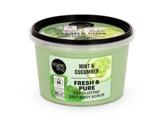 (اورجانيك شوب مقشر الجسم الإنتعاش والنقاء بالأملاح والنعناع والخيار 250 مل (عضوى | Organic Shop